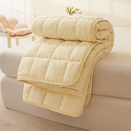 予梦 2025新款A类亲肤磨毛床护垫铺床褥子夹棉床垫 奶油黄