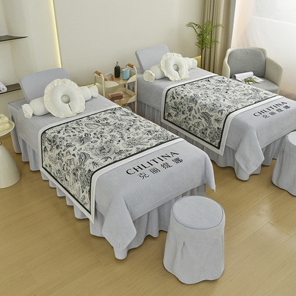 91家纺网 家纺一手货源 找家纺 （总）不打烊家纺 2025新款贡棉美 容床罩印花款-花千城（支持logo定制）