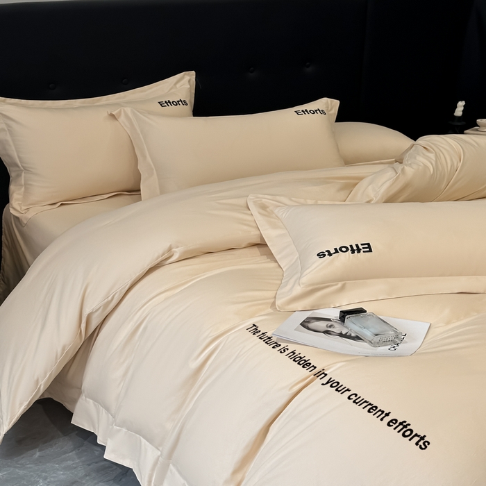 91家纺网 家纺一手货源 找家纺 新方向2025新款全棉长绒棉刺绣四件套-前程似锦 前程似锦-香槟