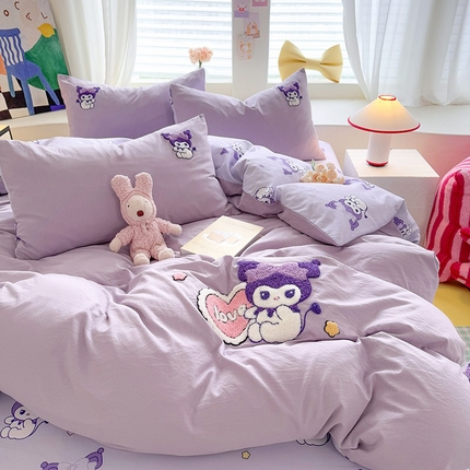 优贝 2025爆款水洗棉云朵棉毛巾绣四件套（提供买家绣） 库洛米