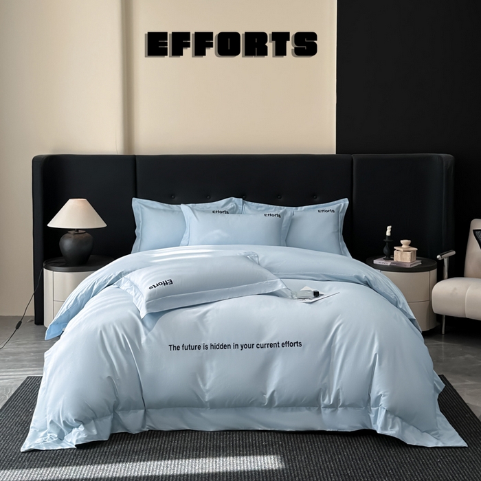 91家纺网 家纺一手货源 找家纺 新方向2025新款全棉长绒棉刺绣四件套-前程似锦 前程似锦-蓝