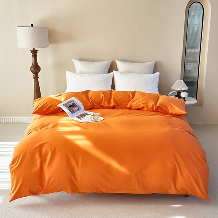 91家纺网 家纺一手货源 找家纺 期遇2025新款13374纯色全棉被套 橘黄