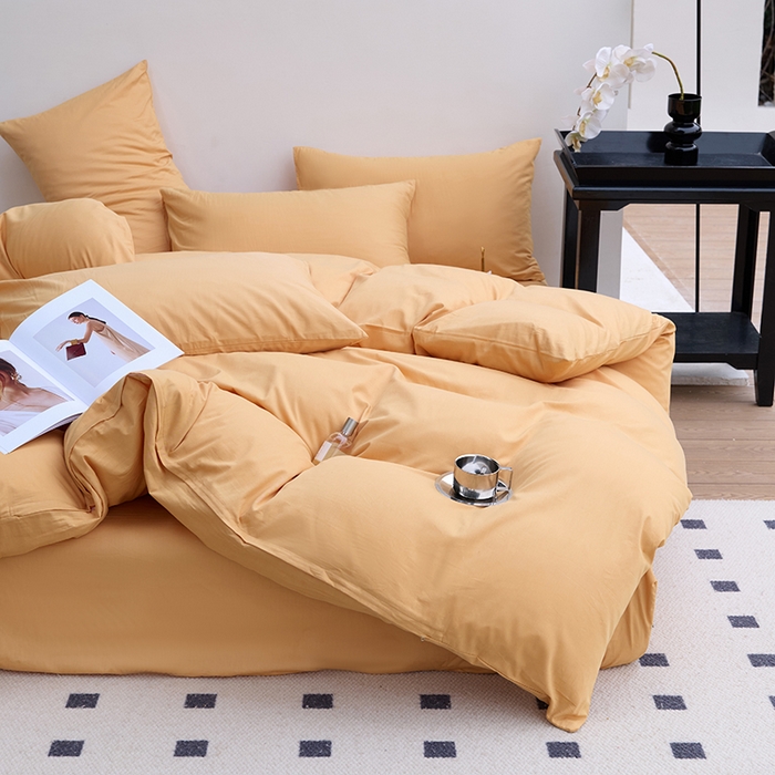 91家纺网 家纺一手货源 找家纺 期遇2025新款全棉13374纯色四件套 卡其