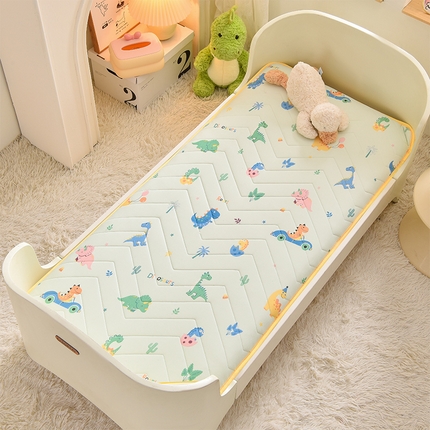 91家纺网 家纺一手货源 找家纺 嗨生活2025新款加厚A类针织面料乳胶床垫幼儿园儿童床垫 七彩恐龙