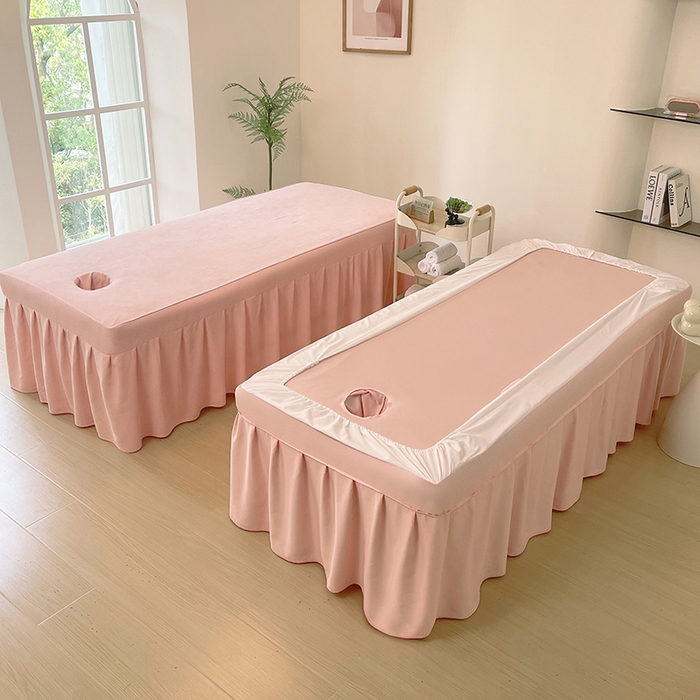 91家纺网 家纺一手货源 找家纺 不打烊家纺 2025新款贡棉美 容床罩印花款-梦之语（支持logo定制） 梦之语玉色