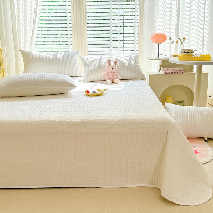 91家纺网 家纺一手货源 找家纺 花香四季2025全棉夹棉多功能床垫-床盖系列 奶白