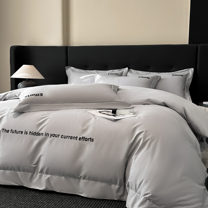 91家纺网 家纺一手货源 找家纺 新方向2025新款全棉长绒棉刺绣四件套-前程似锦 前程似锦-爵士灰