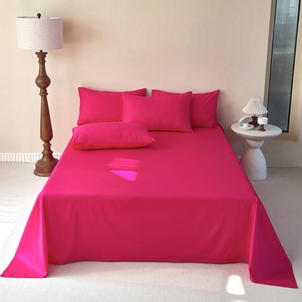 91家纺网 家纺一手货源 找家纺 期遇2025新款13374纯色全棉床单 洋红