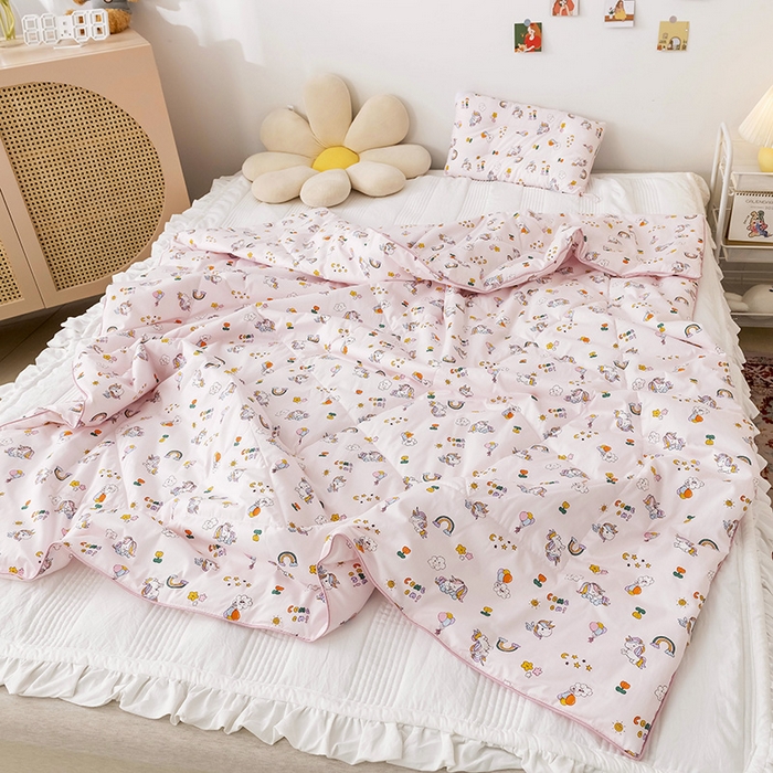 91家纺网 家纺一手货源 找家纺 十九色 2025新款全棉13372ins儿童夏被 彩虹小马