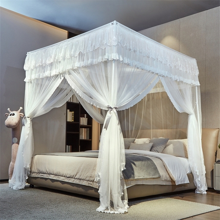 夏彩 2025新款雪纺绣花加柔加密外撑式25烤漆铁艺加粗支架宫廷蚊帐-88612 88612白色
