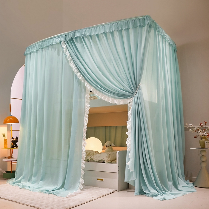 91家纺网 家纺一手货源 找家纺 夏彩 2025新款雪纺子母一体式伸缩蚊帐-88623 88623-浅水蓝