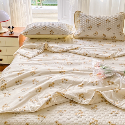 邵依家纺 2025新款A类凉感丝夏凉被印花夏被四件套空调被 蔷薇