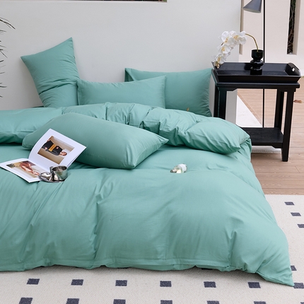 期遇2025新款全棉13374纯色四件套 苹果绿
