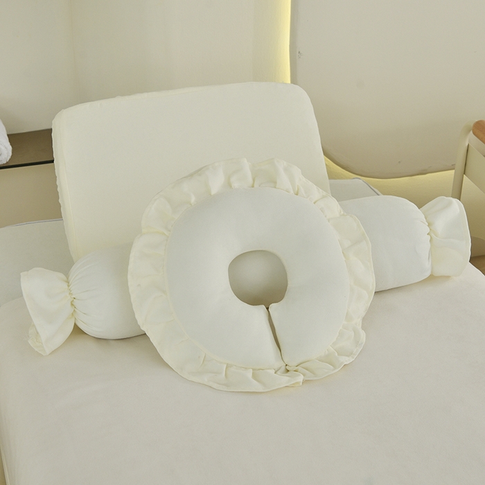 91家纺网 家纺一手货源 找家纺 不打烊家纺 2025新款贡棉美 容床罩印花款-花千城（支持logo定制） 花千城米白色