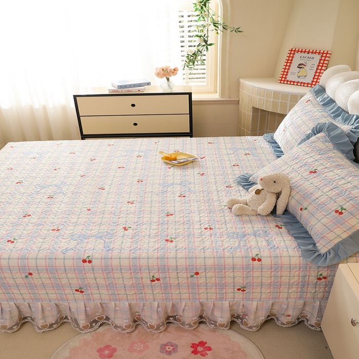 91家纺网 家纺一手货源 找家纺 美达家纺2025新款全棉夹棉榻榻米 樱桃乐园