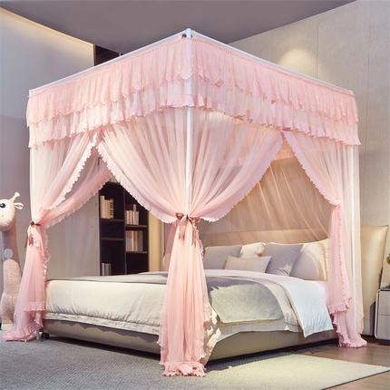 91家纺网 家纺一手货源 找家纺 （总）夏彩 2025新款雪纺绣花加柔加密外撑式25烤漆铁艺加粗支架宫廷蚊帐-88612