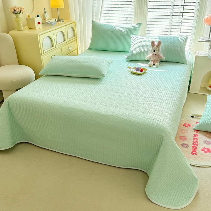 91家纺网 家纺一手货源 找家纺 花香四季2025全棉夹棉多功能床垫-床盖系列 嫩绿