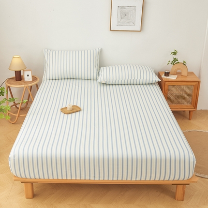 91家纺网 家纺一手货源 找家纺 慕梵家居 2025新款全棉老粗布床笠系列 全棉老粗布-彩条兰