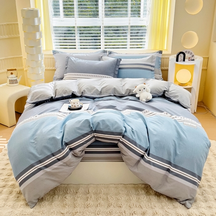 91家纺网 家纺一手货源 找家纺 （总1）安逸家纺 12868 新款全棉床笠四件套床罩学生纯棉床笠款三件套