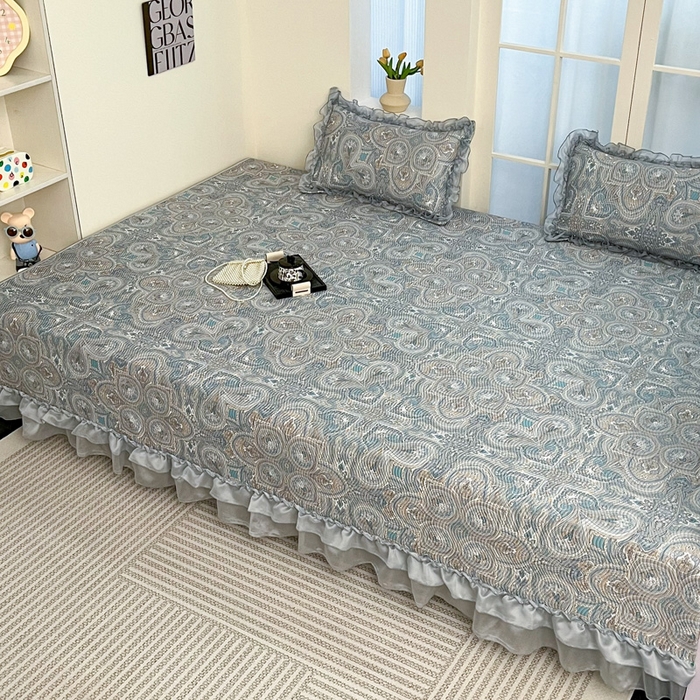 91家纺网 家纺一手货源 找家纺 手艺人家纺 2025新款精美蕾丝花边款夹棉绗缝炕盖榻榻米炕垫防滑炕垫炕盖榻榻米炕垫榻榻米垫床盖榻榻米炕盖炕垫KH01-KH27 KH10