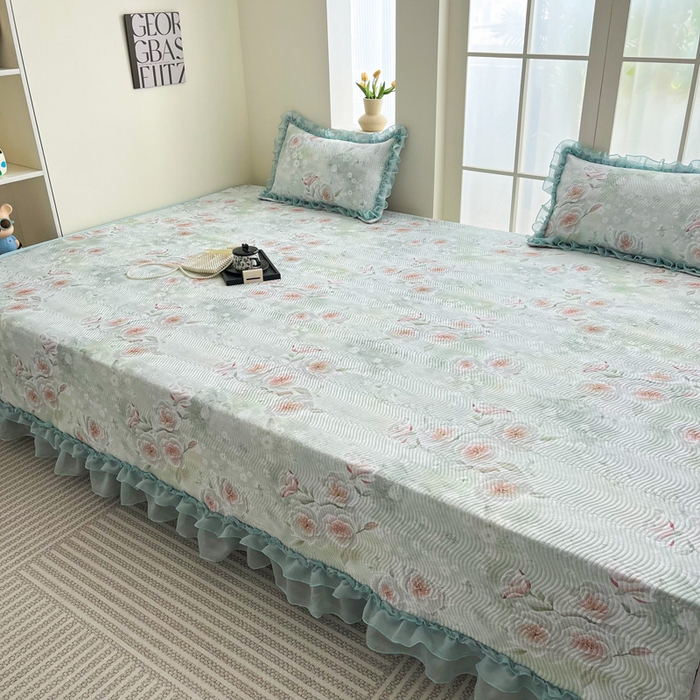 91家纺网 家纺一手货源 找家纺 手艺人家纺 2025新款精美蕾丝花边款夹棉绗缝炕盖榻榻米炕垫防滑炕垫炕盖榻榻米炕垫榻榻米垫床盖榻榻米炕盖炕垫KH01-KH27 KH03