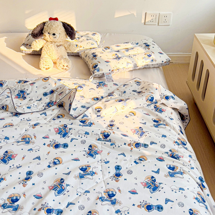 91家纺网 家纺一手货源 找家纺 十九色 2025新款全棉13372ins儿童夏被 星际旅行