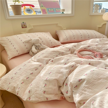 91家纺网 家纺一手货源 找家纺 （总）琪格格纺织 2025新款美式田园色织提花系列四件套