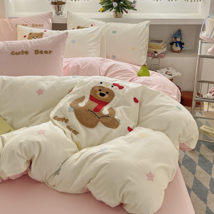 91家纺网 家纺一手货源 找家纺 桃心家居 2025新款A类亲肤舒适软糯云柔水洗棉印加绣卡通毛巾绣水洗棉系列 云柔水洗棉-印加绣猫咪熊