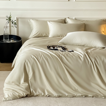 Mr.pig猪先生水洗棉 2025新款A类柔软纯色天丝棉单被套 燕麦奶