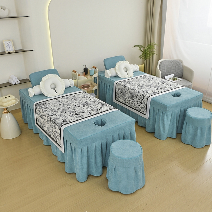 91家纺网 家纺一手货源 找家纺 不打烊家纺 2025新款贡缎绣花熊猫系列美容床罩 绿色