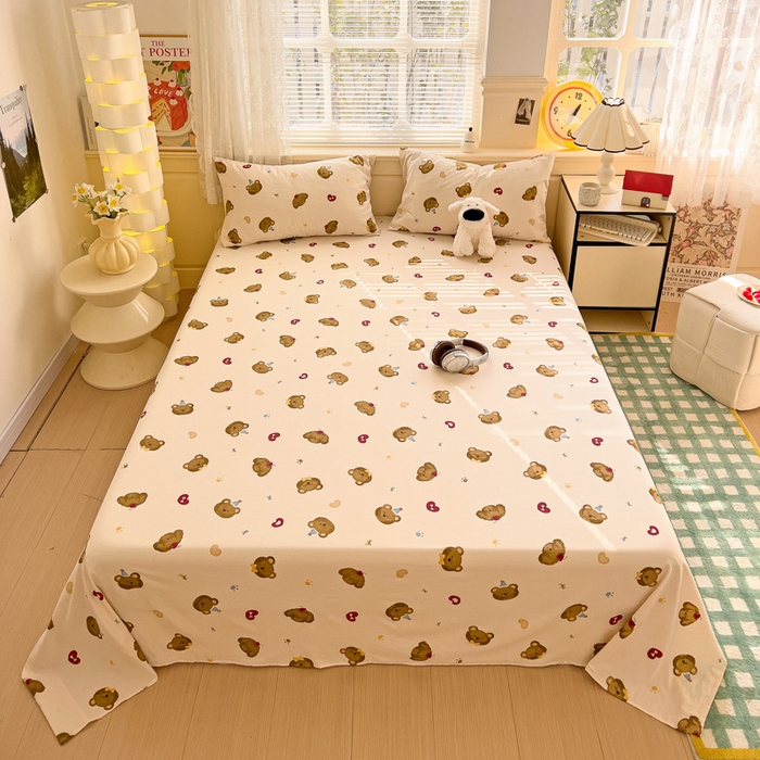 91家纺网 家纺一手货源 找家纺 纽缦家纺 2025新款云感提花双层纱床单 奇妙小熊米