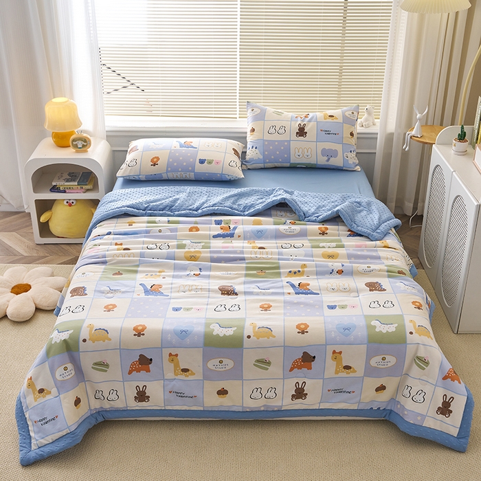 91家纺网 家纺一手货源 找家纺 暖阳 2025年新款纯棉豆豆夏被夏凉被被子被芯 豆豆-蜡笔画