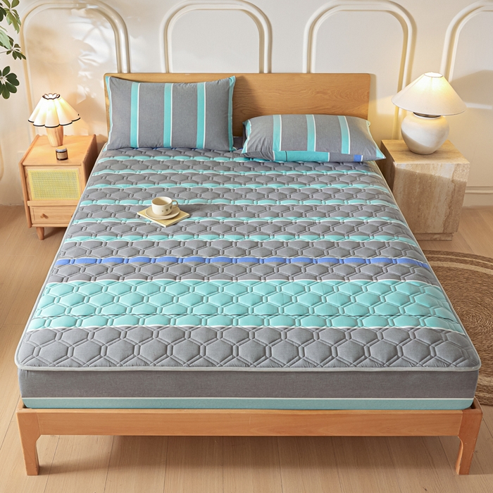 91家纺网 家纺一手货源 找家纺 （总）雪云美2025新款A类全棉色织水洗棉夹棉床笠大豆床罩床垫保护套可定制