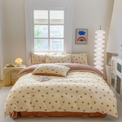 91家纺网 家纺一手货源 找家纺 富缦庭2025新款A类针织双层纱四件套花丛猫