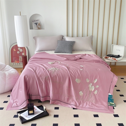 优姿家纺 2025新款60S天丝绣花镂空夏被2 粉色