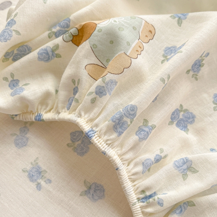 91家纺网 家纺一手货源 找家纺 博雅 2025新款全棉A类双层纱床笠 汪星人