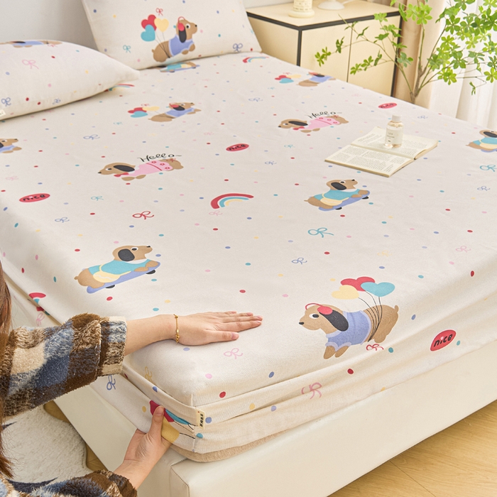 91家纺网 家纺一手货源 找家纺 首爱2025新款原棉老粗布床笠支持特殊规格定制 常年不断货 大批量供应  腊肠小狗