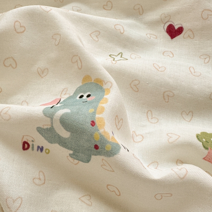 91家纺网 家纺一手货源 找家纺 博雅 2025新款全棉A类双层纱床笠 萌趣龙宝