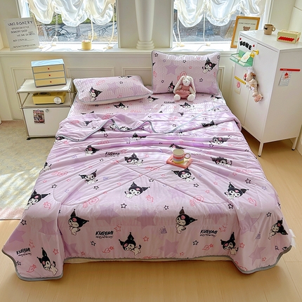 91家纺网 家纺一手货源 找家纺 希诺2025春夏新款小版三丽鸥凉感夏被夏凉被空调被 星星库洛米