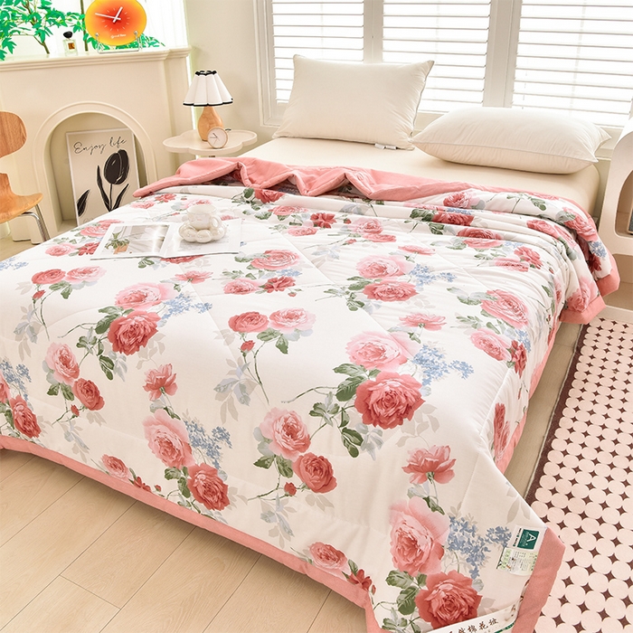 91家纺网 家纺一手货源 找家纺 羽梦家纺2025新款新疆棉花全棉夏凉被 锦上添花