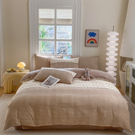 91家纺网 家纺一手货源 找家纺 富缦庭2025新款A类针织双层纱四件套米雅