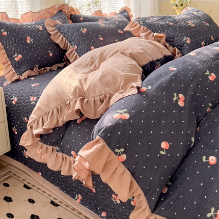 91家纺网 家纺一手货源 找家纺 （总）纽缦家纺2025新款云感提花双层纱床盖韩版四件套