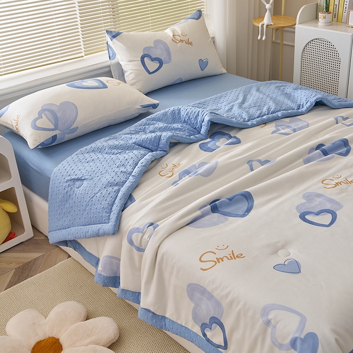 91家纺网 家纺一手货源 找家纺 暖阳 2025年新款纯棉豆豆夏被夏凉被被子被芯 豆豆-浪漫心语