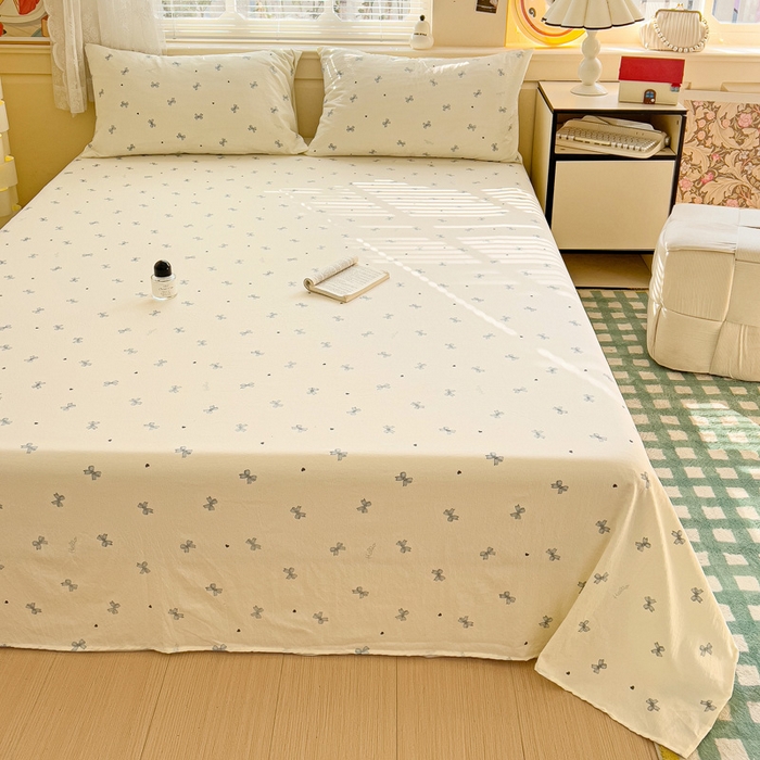 91家纺网 家纺一手货源 找家纺 纽缦家纺 2025新款云感提花双层纱床单 相思蓝