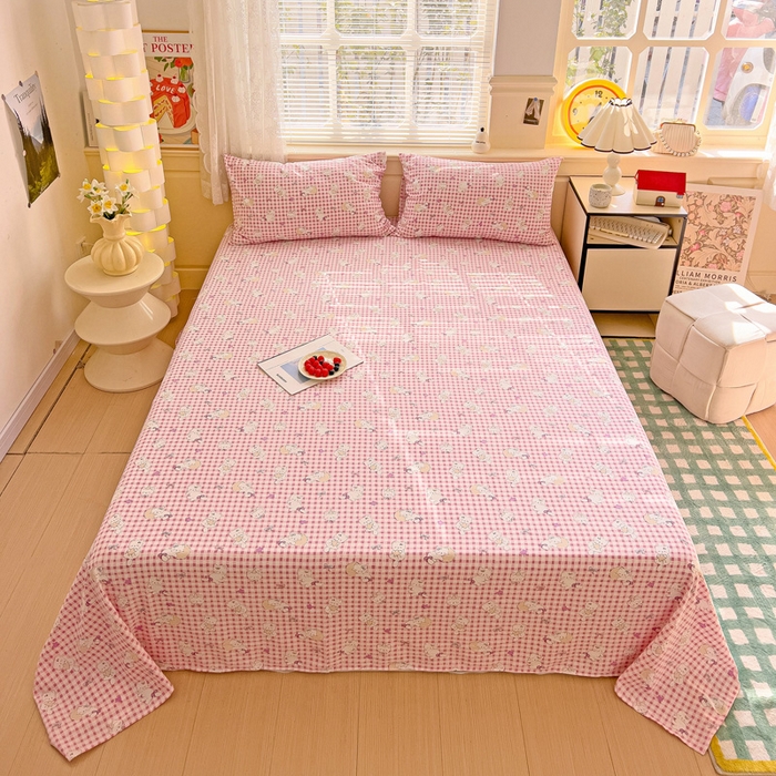 91家纺网 家纺一手货源 找家纺 纽缦家纺 2025新款云感提花双层纱床单 猫猫晚宴