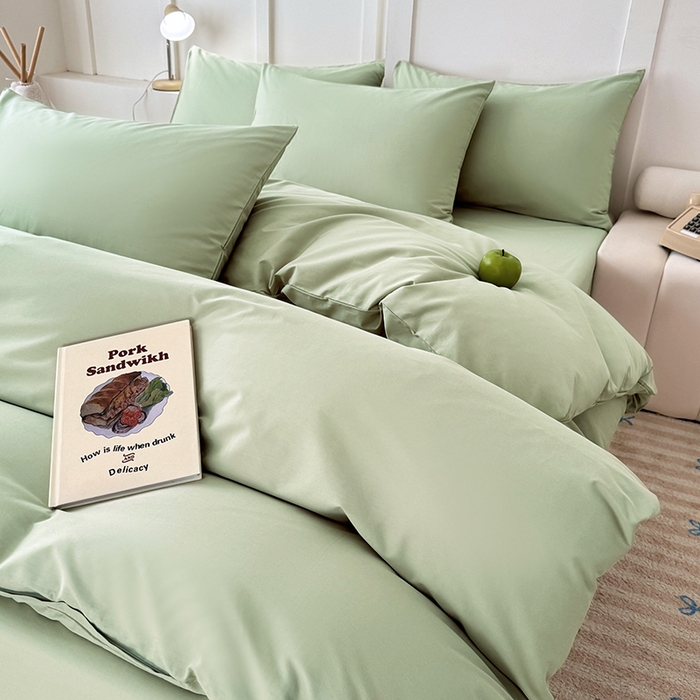 91家纺网 家纺一手货源 找家纺 卢赛尔 2025新款全13372纯色单被套 豆绿色