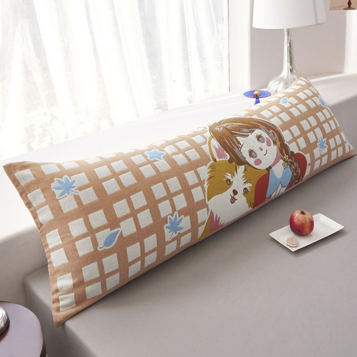 91家纺网 家纺一手货源 找家纺 爱港家纺 2025新款全棉纱布长枕套，双人 单人 情侣款纯棉枕套 爱的相伴