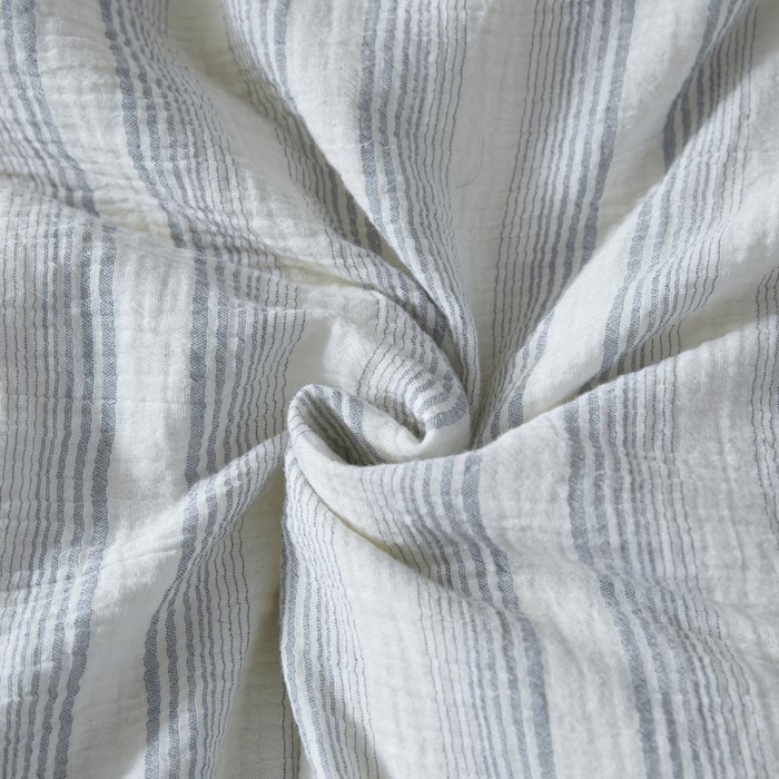 91家纺网 家纺一手货源 找家纺 AB家纺 2025新款三层款皱皱纱条纹四件套 半夏-兰