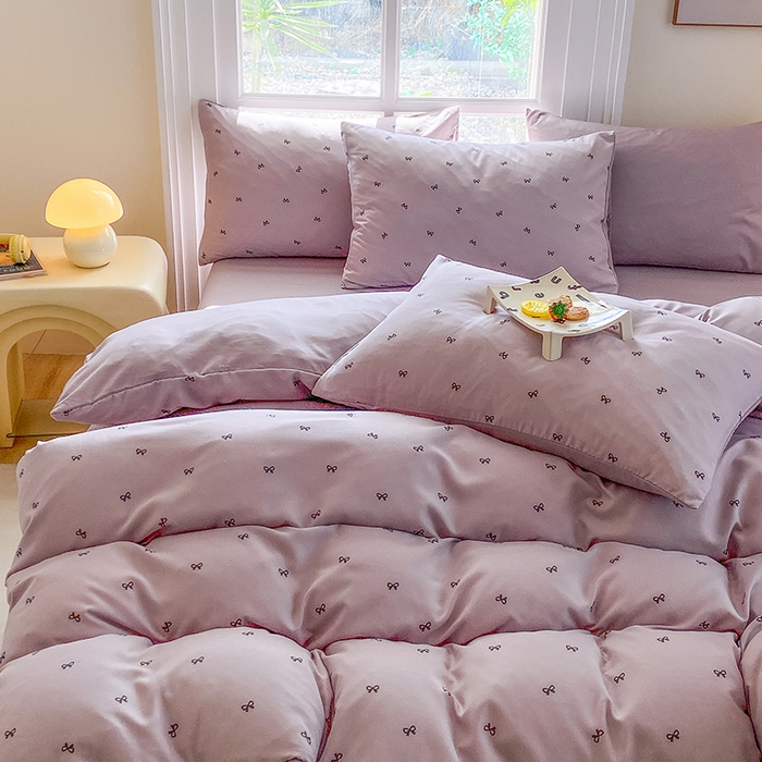 91家纺网 家纺一手货源 找家纺 富缦庭2025新款A类针织双层纱四件套彩蝶飞舞