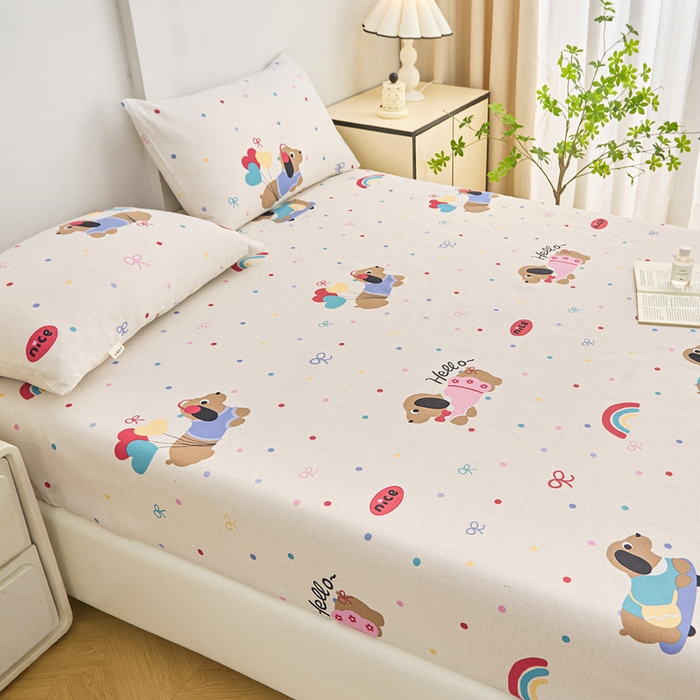 91家纺网 家纺一手货源 找家纺 首爱2025新款原棉老粗布床笠支持特殊规格定制 常年不断货 大批量供应  腊肠小狗